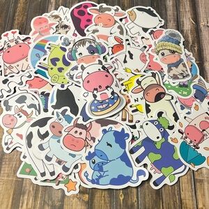 5for$10 Cute Moo Moo Cow Cartoon Animal Kid Friendly Sticker 50 Count NWT